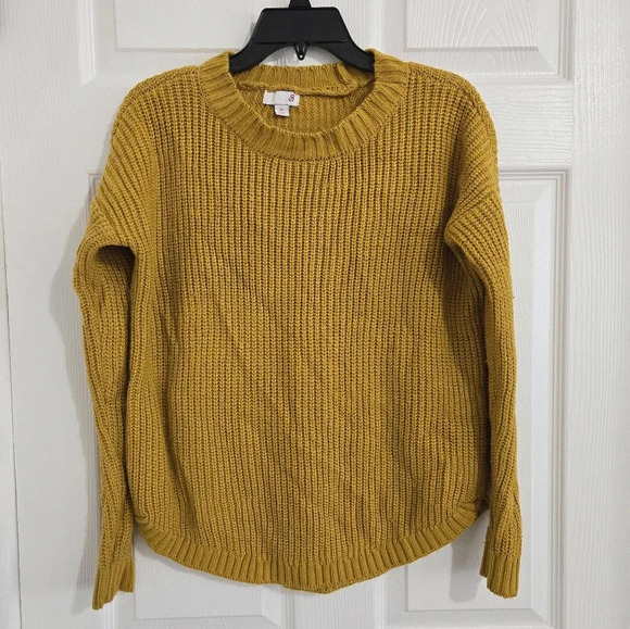 SO Knitted Sweater Dark Yellow Size Medium Boho Fall Winter Warm - Picture 2 of 10